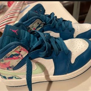 Nike Air Jordan Multicolor Mid Paint Strokes Sneakers Shoes 1.5Y